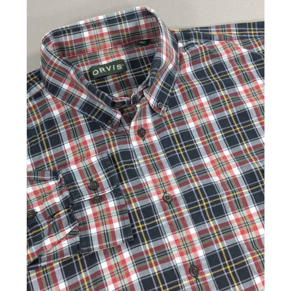 Orvis Long Sleeve Shirt Mens 3XL Multicolor Plaid Cotton Tartan Button Down